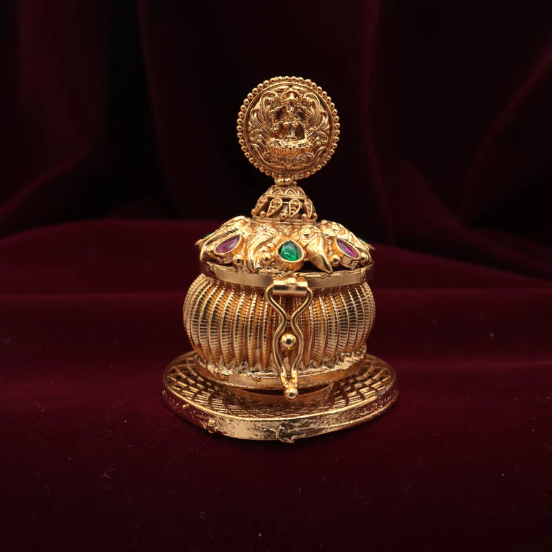 Antique Gold Mayuri Lakshmi Kumkum Box